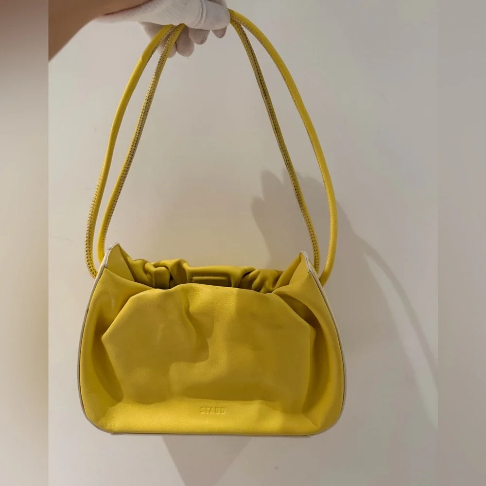 STAUD Bright Yellow Drawstring Shoulder Bag